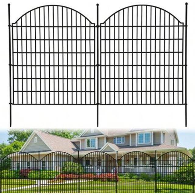 SHEIN Decorative Garden Fence,10 Panels No Dig Decorative Fence For Outdoor,Yard, Patio,32 In(H) X 24 Ft(L) Animal Barrier Rustproof Metal Wire Panel,Tempor