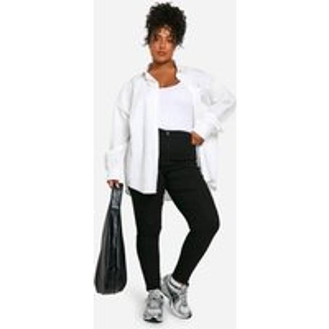 Womens Plus Super High Waisted Power Stretch Skinny Jeans - Black - 20