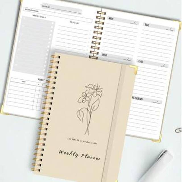 SHEIN 1pc Spiral Weekly Planner Notebook, A5 Simple Weekly Daily Planner With Daily Scheduling, Weekly Goals, To-Do Lists & Habit Tracker,Back To School Sup