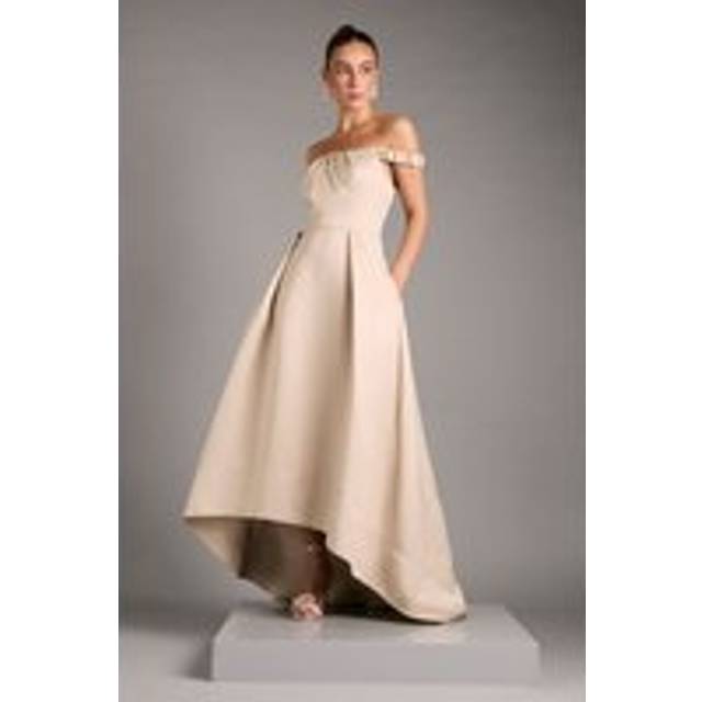Coast Bardot Fit And Flare Hi Low Hem Maxi Dress In Champagne - champagne - 12