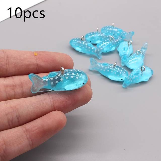 TEMU 10pcs Resin Whale Shark Charms, Animal Pendant For Making, With Jewelry Findings