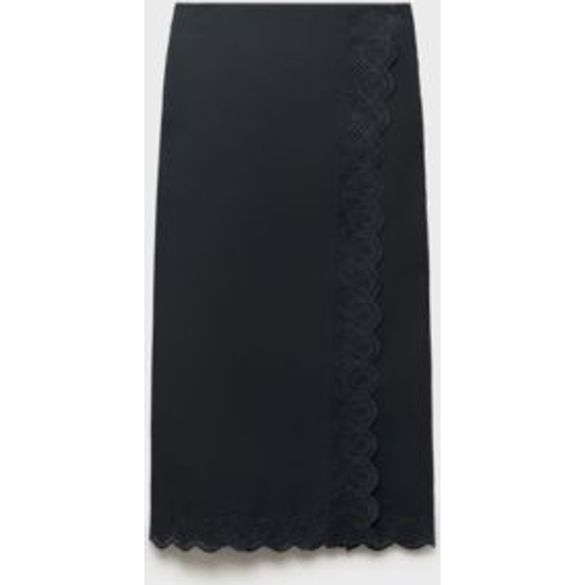 Embroidered cotton skirt black - Woman - S - MANGO - Black