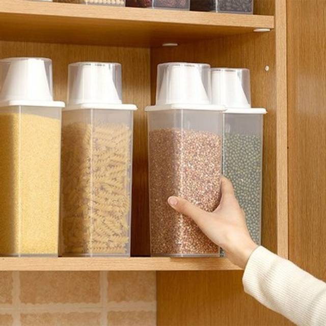 Cereal Container Plastic Transparent Sealed Dry Food Storage Dispenser