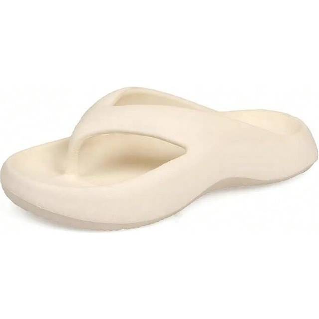 (Beige, 36-37) QYCKABY Fashion Women Beach Flip Flops Thick Sole Wedge Heels Sandals Girls Outdoor Slides Non-Slip Homes Slippers New Flip-Flop