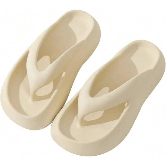 (Red, 36-37) QYCKABY Fashion Women Beach Flip Flops Thick Sole Wedge Heels Sandals Girls Outdoor Slides Non-Slip Homes Slippers New Flip-Flop