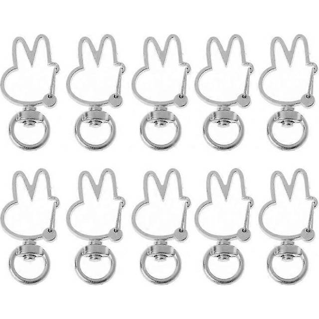 (As show, One size) Silver/Gold Rabbit Pendant Key Chain 10pcs Keyring for Women Men Bag Ornaments