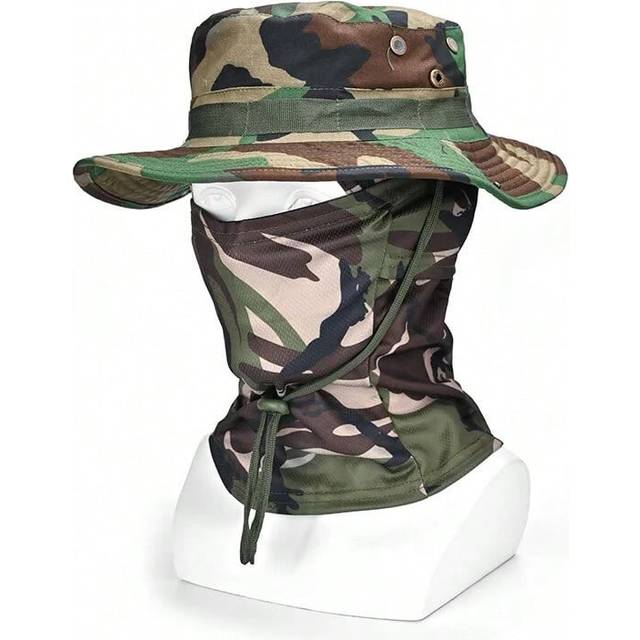 (8, M) Outdoor Hunting Fishing Wide Brimmed Hat Sunscreen Caps Camouflage Boonie Cap Balaclava Hat Suit Foldable Soft Hat