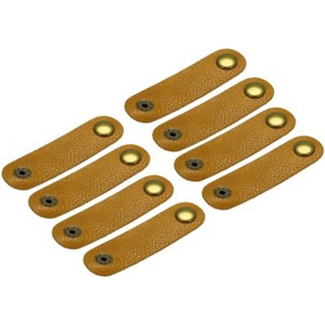 8pcs Leather Cable Straps Cord Organizer 80x20mm Cable Ties Soft Yellow Brown