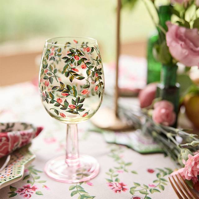 Set of 2 Dolly Rose Wine Glasses - Multi (*)