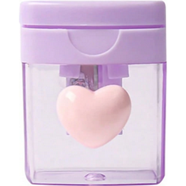 SHEIN 1pc Macaron Color Pencil Sharpener, Transparent Double Hole Pencil Sharpener, Pencil Sharpener With Lid,Suitable For School, Must-Have For Back-To-Sch