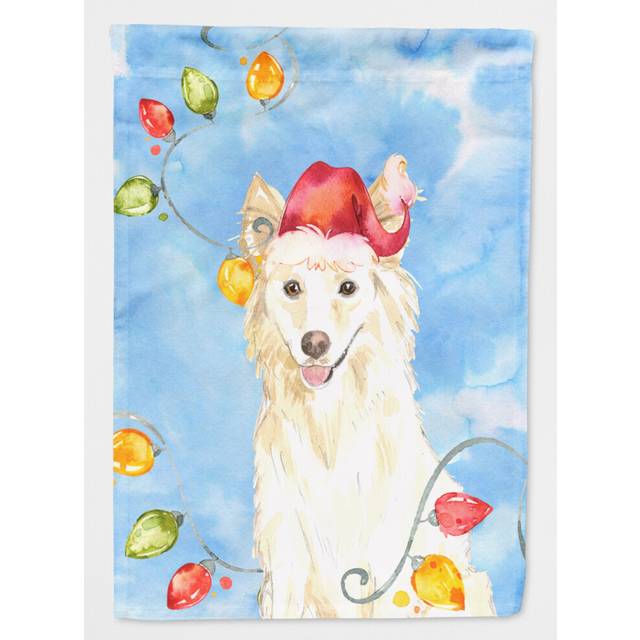 Caroline's Treasures CK2500CHF Christmas Lights White Collie Canvas House Size Garden Flag  Multicolor