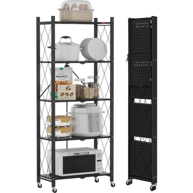 5 Tiers Metal Shelving Units for Storage 61x147x28 CM - Black