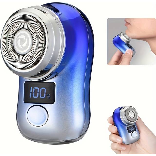 TEMU Compact & Portable Men's Electric Shaver With Usb Charging, Digital Display - Stainless Steel Blades, Ideal For Business Trips & Holiday Gifts