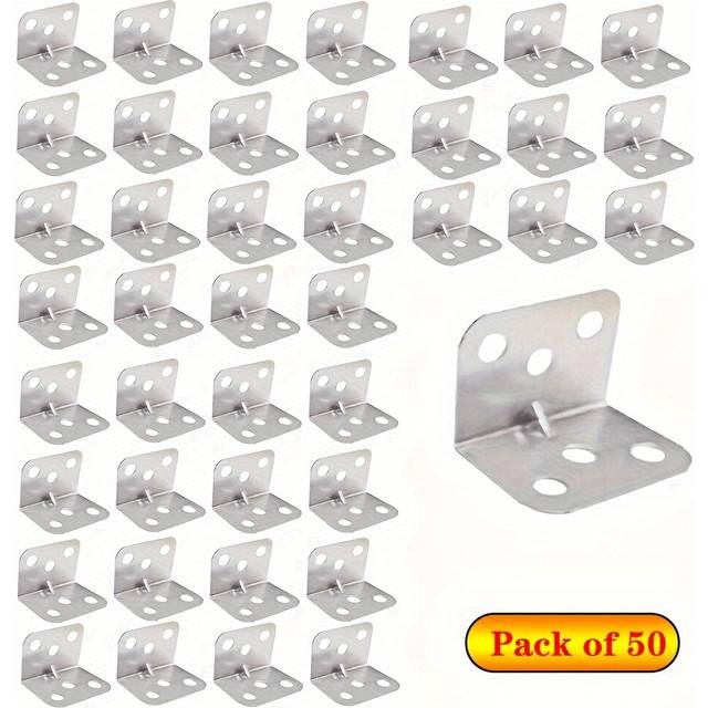 TEMU Heavy Duty Metal L Corner Brackets, 90 Degree Angle Joint Braces For Wooden Bed, Table Leg, Frame, And Cabinet - Stain Resistant, , For Home Decor, Indoor, Construction, Carpentry