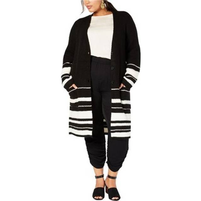 Style & Co. Womens Long Cardigan Sweater, Black, Plus Size, 1x