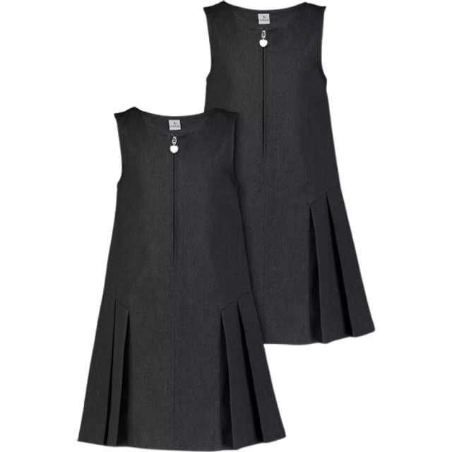 2 Pack Grey Zip Through Pinafores 6 years