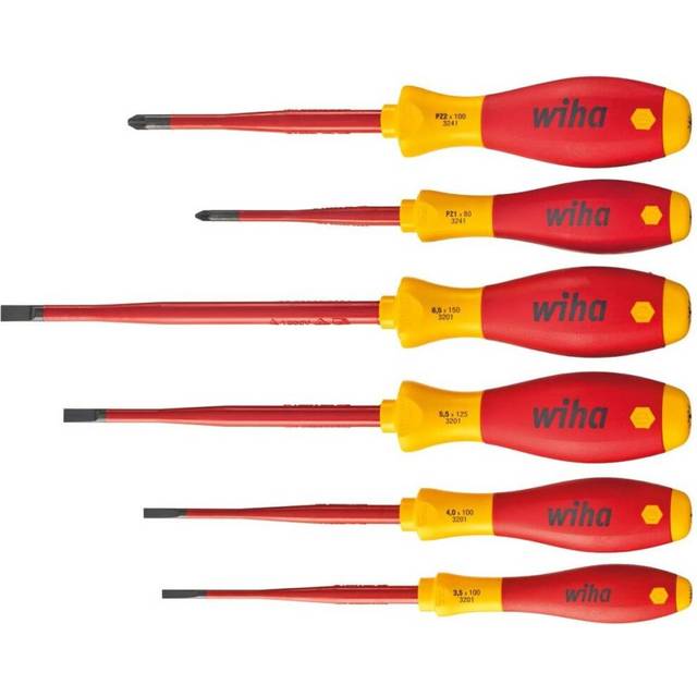 Wiha 6 Pc Electricians Vde 1000v Insulated Slot & Phillips Screwdriver Set,00833
