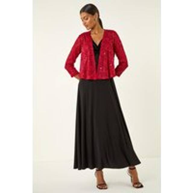 Glitter Sequin Lace Top - Red - 12