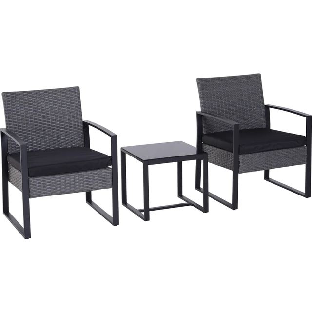 Outsunny Rattan Bistro Set - Grey | TJ Hughes