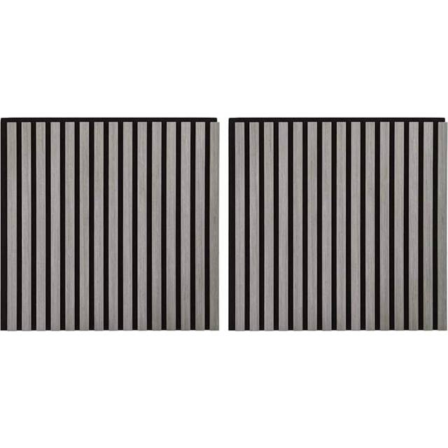 vidaXL Acoustic Wall Panels 2 pcs Slatted 60.5x60 cm Oak Veneer - Grey