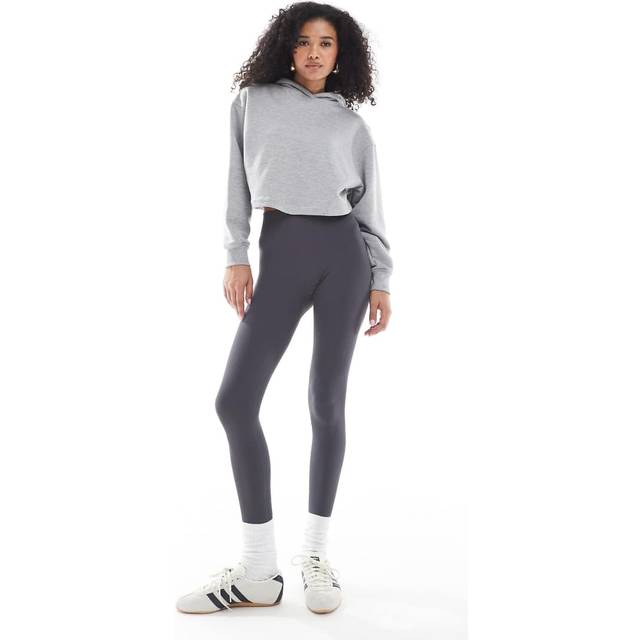 New Look Women's Grey Seamless Ribbed Jersey Leggings - M