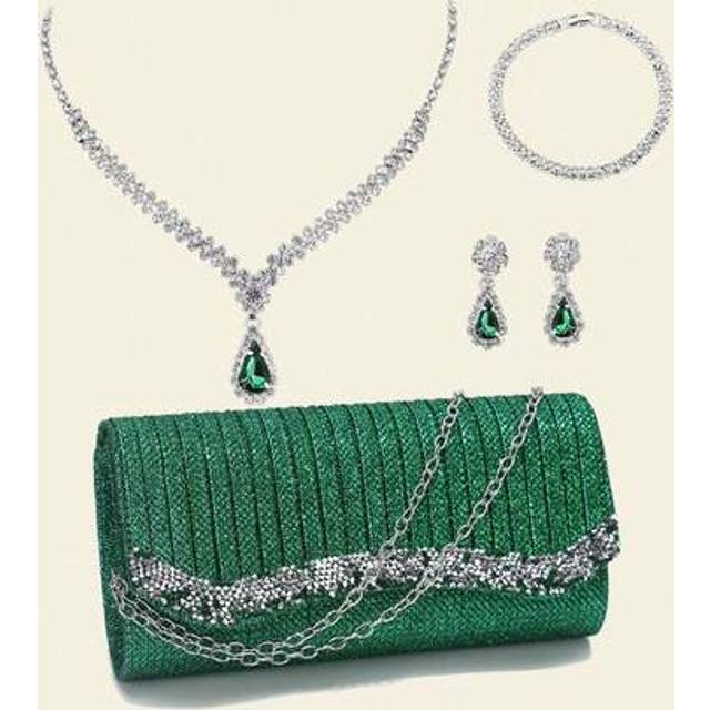 SHEIN Glitter Women Clutch Purple Color Fashion Lady Evening Bags Party Wedding Chain Shoulder Envelope Design Shoulder Box Purse With Elegant Rhinestones N