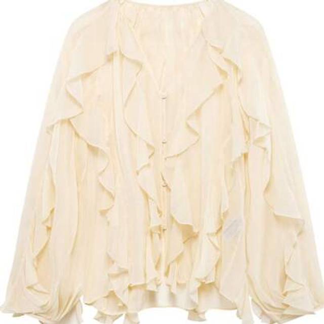 SHEIN Elegant Fashion Women&#39;s French Ruffled V-Neck Loose Blouse Sexy Top, V-Neck Layered Decorative Shirt Long Sleeve Thin Jacket & Vintage Clothes Women &