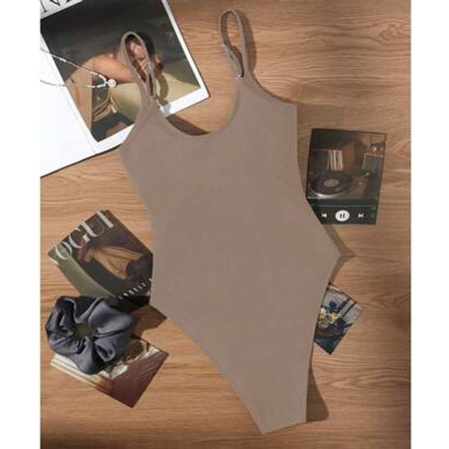 SHEIN Fashionable Two-Tone Solid Color Sexy Slimming One-Piece Swimsuit For Women