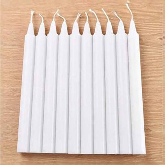 SHEIN 10pcs White/Red Straight Pillar Candles, Large Size: 8.26 Inches Long X 0.7 Inches Wide, Suitable For Prayer, Birthday, Display, Confession, Gifts For