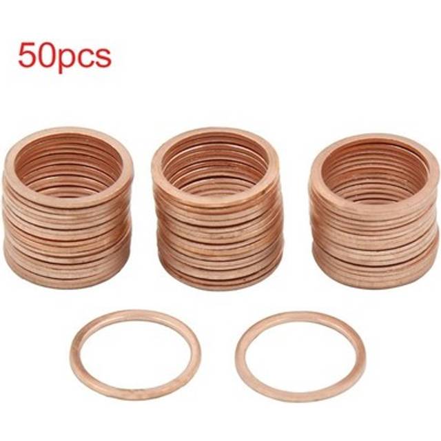 17mm Inner Dia Copper Crush Washers Flat Car Sealing Gaskets Plate Rings 50pcs
