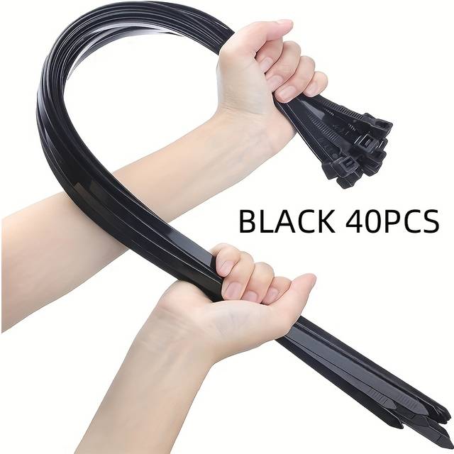 TEMU 1.67ft Zip Cable Ties (40/80pcs), Self-locking Premium Nylon Cable Wire Ties,heavy Duty, For Indoor And Outdoor, White&black