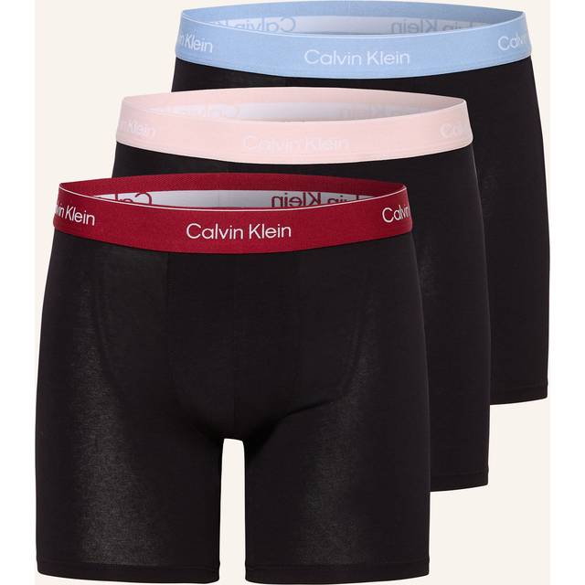 Men's Calvin Klein 3 Pack Icon Cotton Stretch Mens Boxer Briefs - Black Bodies w/ Fall Berry/Frozen F - Size: 33/32/32