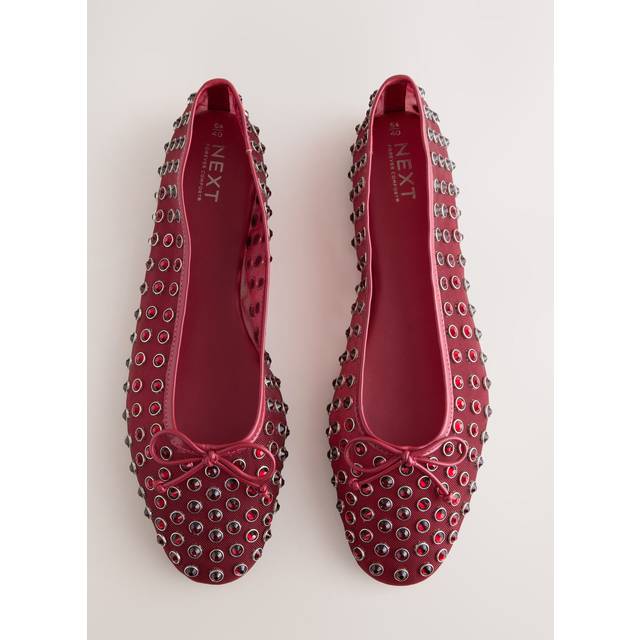 Next Red Forever Comfort Mesh Jewelled Ballerina Shoes