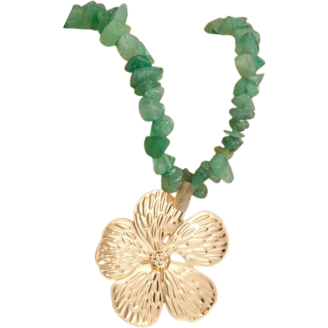 SHEIN 1pc Indie Design Fresh Bohemian Beaded & Dotted Line Necklace, Vintage Five Petal Flower Pendant Choker, Versatile Occasion, Gift Choice (Hole Positio