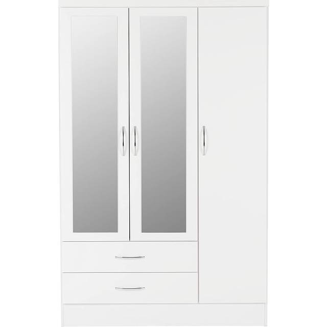 Seconique Nevada 3 Door 2 Drawer Wardrobe - White Gloss, White