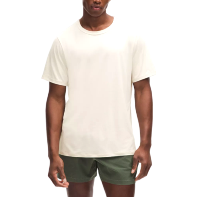 lululemon – Mile Maker Run Crew Leichtes Kurzarm-Laufshirt mit Rundhalsausschnitt für Männer – Größe 2XL in Light Ivory