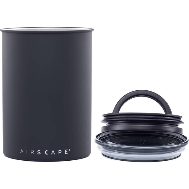 Planetary Design Airscape Stainless Steel Coffee Canister | Food Storage Container | Patented Airtight Lid | Push Out Excess Air Preserve Food Freshn