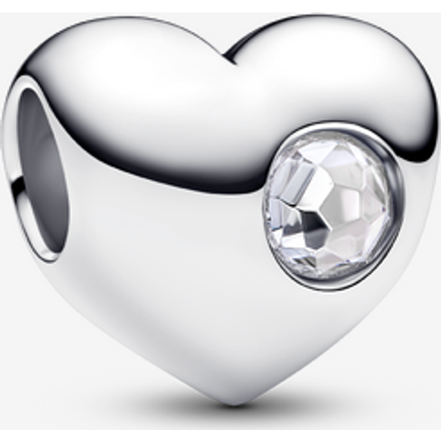 Pandora Silver Engravable April Birthstone Heart Charm
