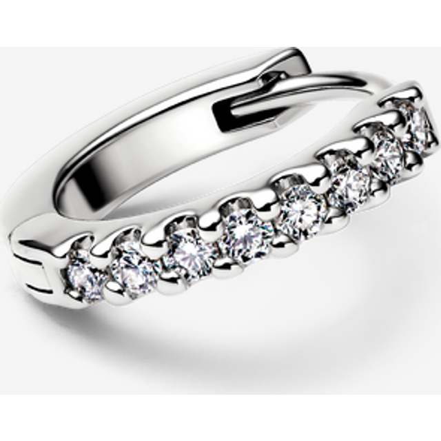 Pandora Era Lab-Grown Diamond Pavé Hoop Earring - 14k white gold / Lab-grown diamond - Clear - one size