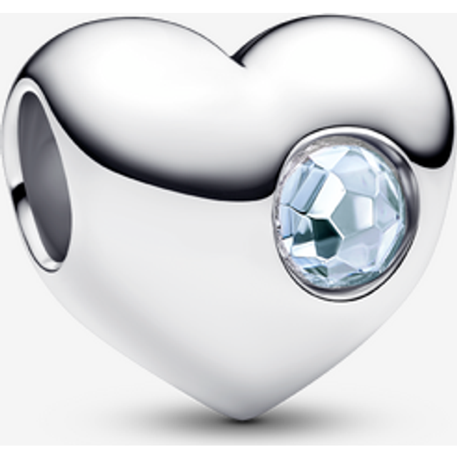 Pandora Silver Engravable March Birthstone Heart Charm