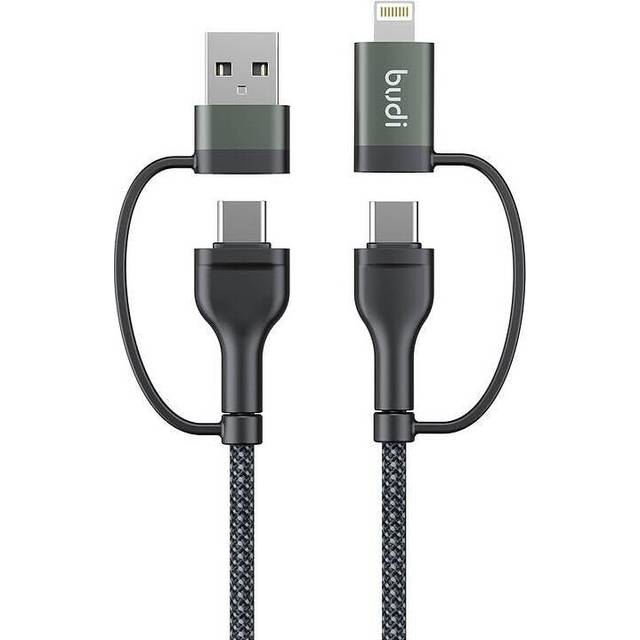 Budi 4in1 Usb-c 8pin Usb-a Pd65w/pd27w Aluminium Shell Fast Charging Cable