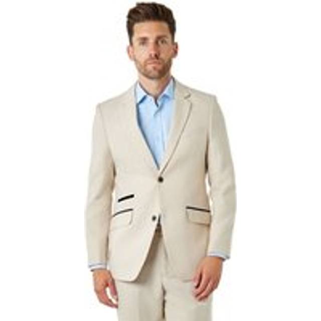 Calix Wool Blend Herringbone Tailored Blazer - Cream - 42