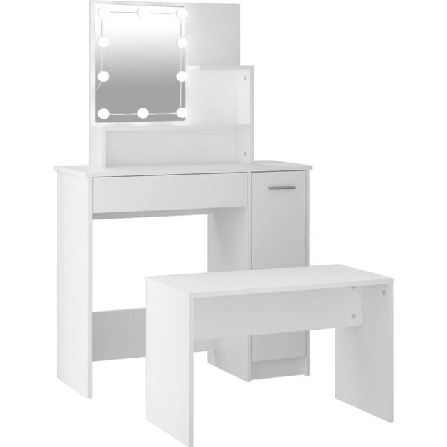 Sminkbord LED vit konstruerat trä