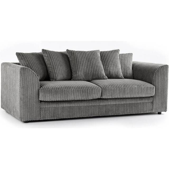 (Grey, 3 Seater) Luxor Jumbo Cord 4 Seater Corner Sofa