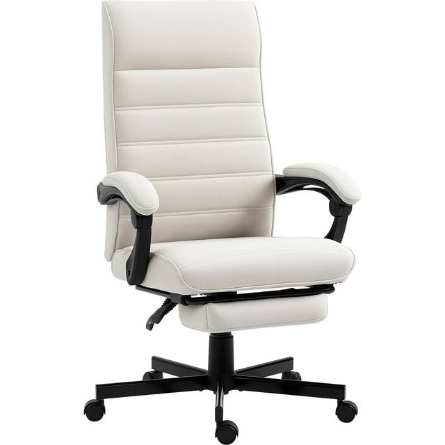 Vinsetto High-Back Home Office Chair with Adjustable Height and Footrest, White