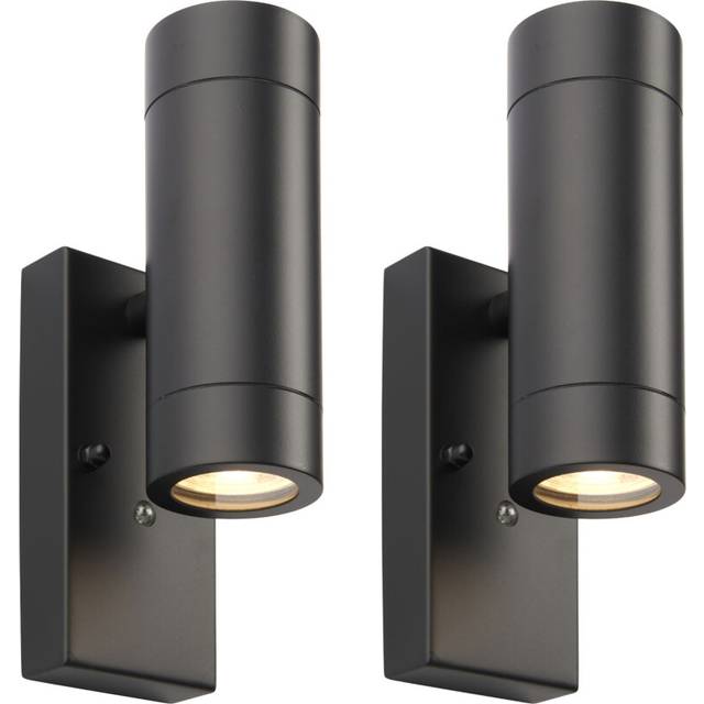 Set of 2 Blaze - Black Outdoor Up Down Photocell Sensor Wall Lights