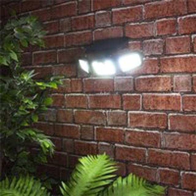 Solar Powered 260 Lumen Pir Motion Sensor Outdoor Security Wall Light With 3 Led Cob Heads, 3 Lighting Modes & 3M Detection Range - One Size