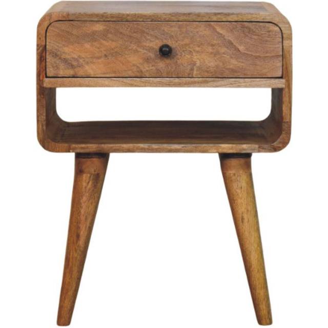 Artisan Furniture Solid Wood Avora Oak-Ish Nightstand With Drawer And Open Slot - One Size