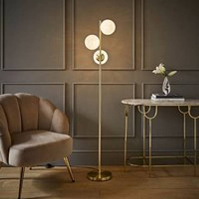 Gold Floor Lamp Confetti Glass Shades Living Room Standard Light 3 Way Led Bulb