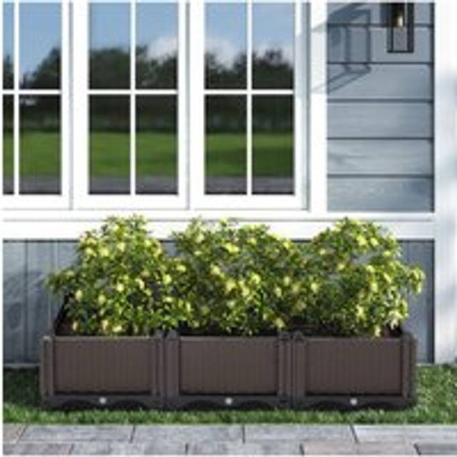 Living And Home 90X30Cm Plastic Raised Garden Bed Planter Box In Black - One Size